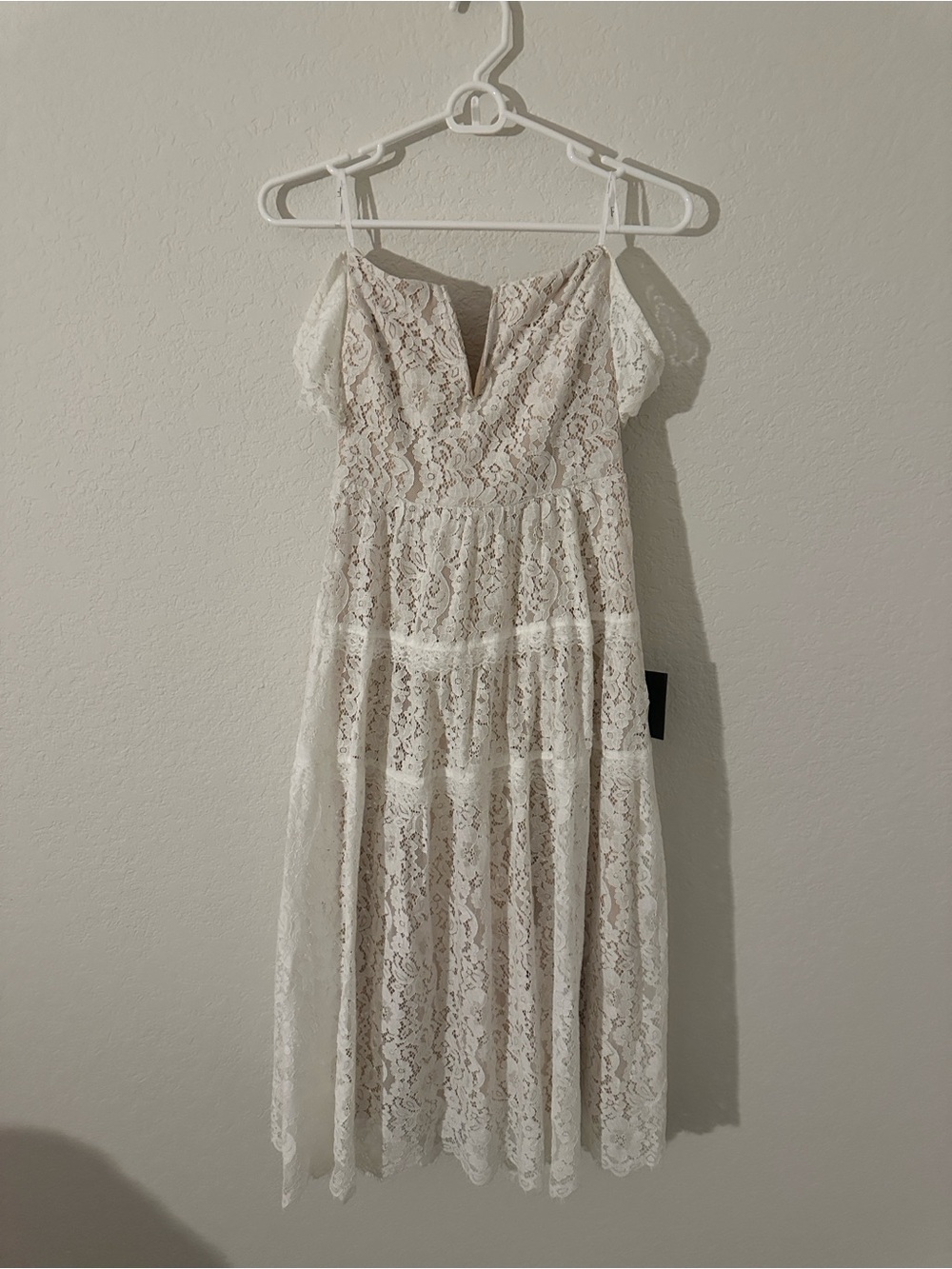 Lulu's Lace Off-Shoulder Tea Midi Dress